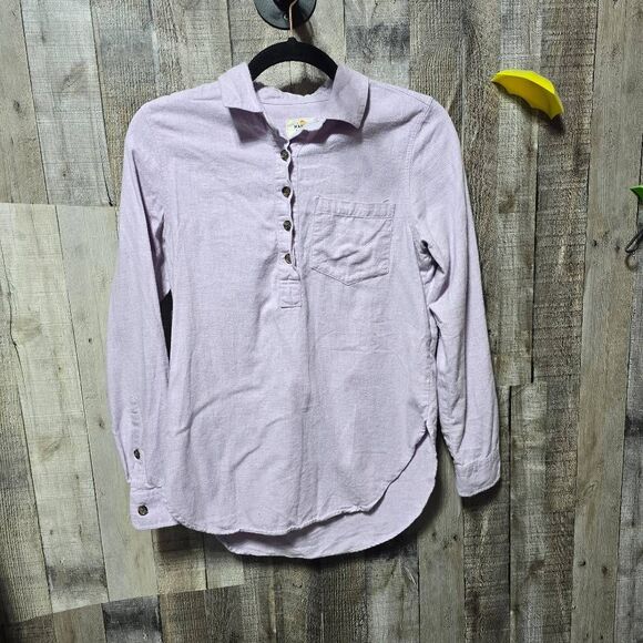 Marine Layer Purple Heather Josie LS Button Up Relaxed Popover Shirt Sz XS - Picture 1 of 4
